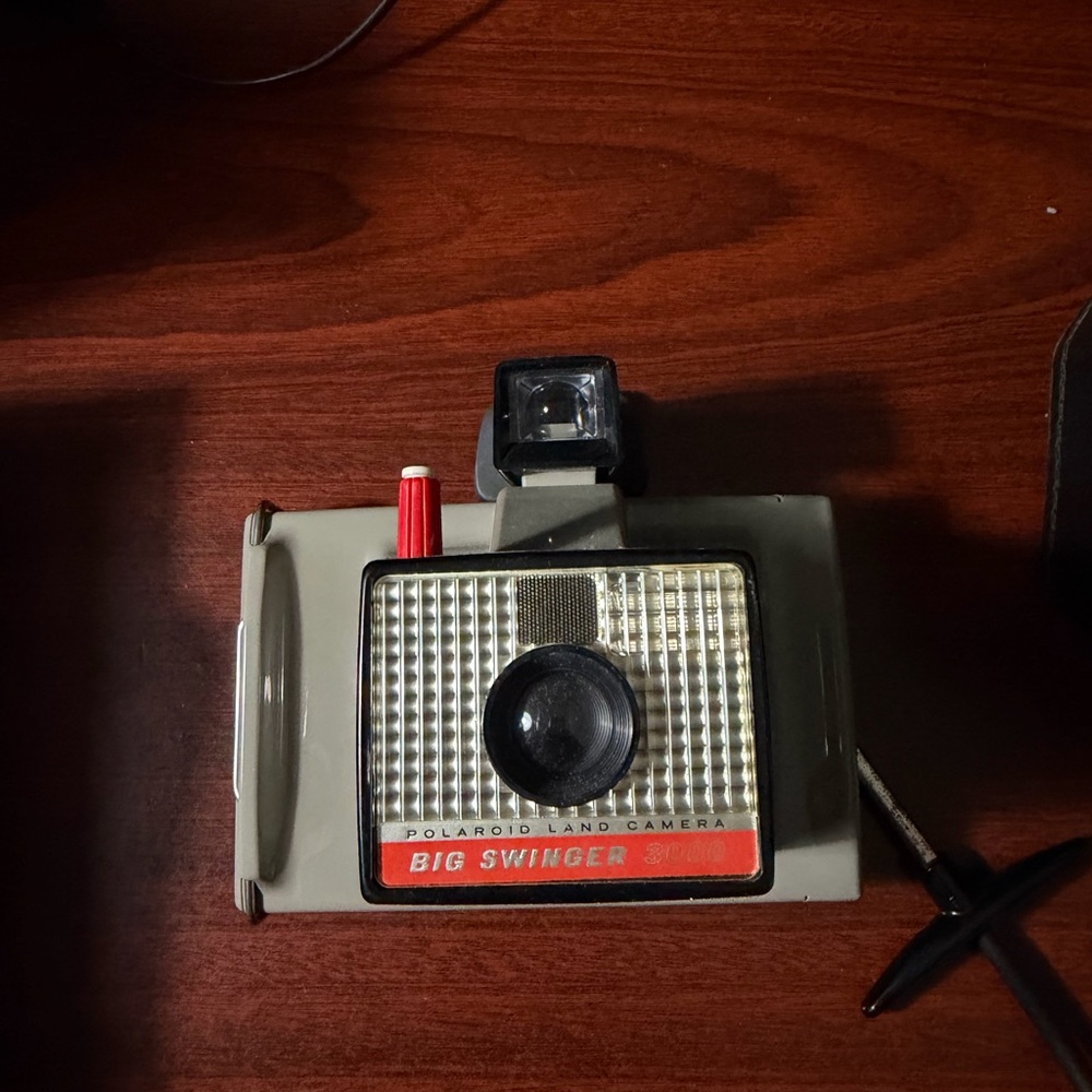 Polaroid Big Swinger 3000 Camera in Gray and Black with Red Accents